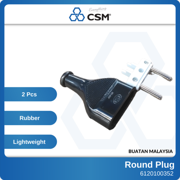 6120100352 - 2p Male 2Pin CSM Round Plug Conversion Plug 6A125V-250V CMMIES-745E (1)