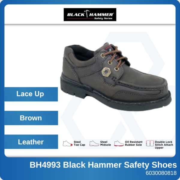 6030080818 UK6 BH4993 Brown Lace Up Black Hammer Safety Shoes (1)