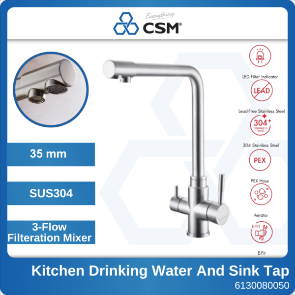 6130080051 WSP-SMB-01B-Pillar-Brass Mixer Suprema Kitchen Sink Tap 35mm Tap Hole (1)