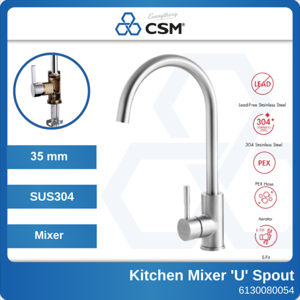 6130080054 WSP-SMB-04S-Pillar-SS304 Mixer Suprema Kitchen Sink Tap 35mm Tap Hole (1)