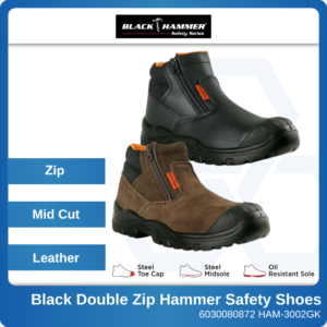 6030080872 EU40 HAM-3002GK Black Double Zip Hammer Safety Shoes (1)
